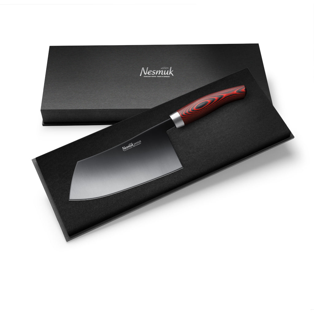 Nesmuk Janus Chinesischese chef´s knife micarta red case