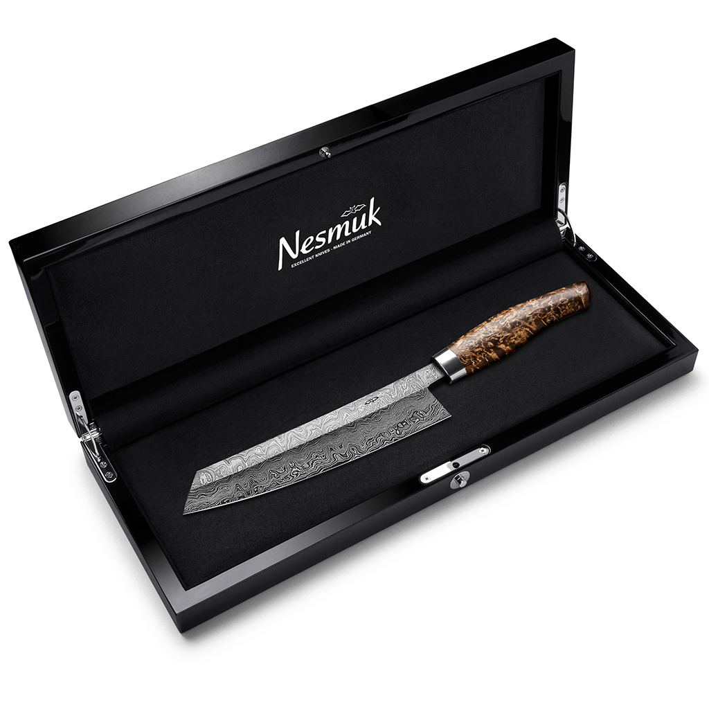Nesmuk Exklusiv chefs knife C100 Karelian birch burl case
