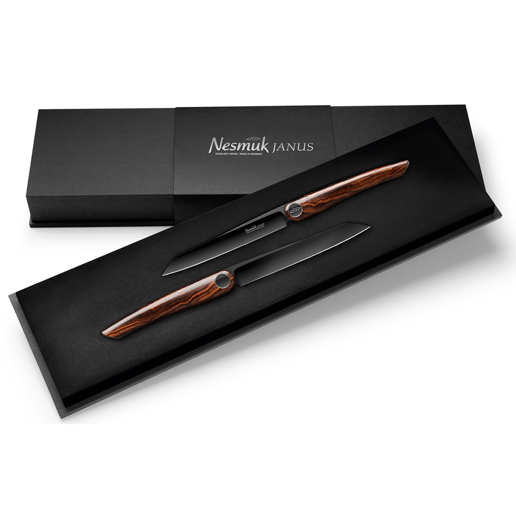 Nesmuk Janus Steak knives desert iron wood case