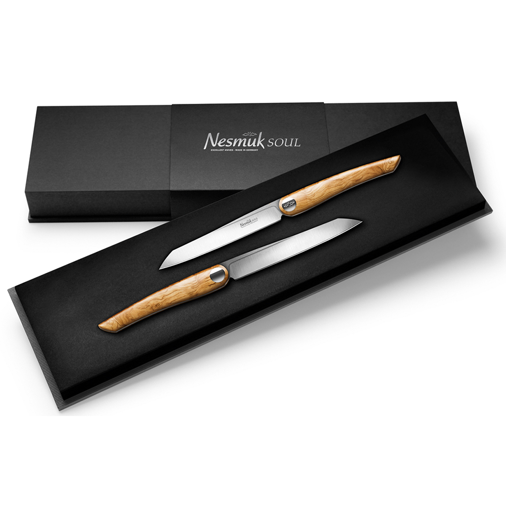 Nesmuk Soul Steak knife olive wood case