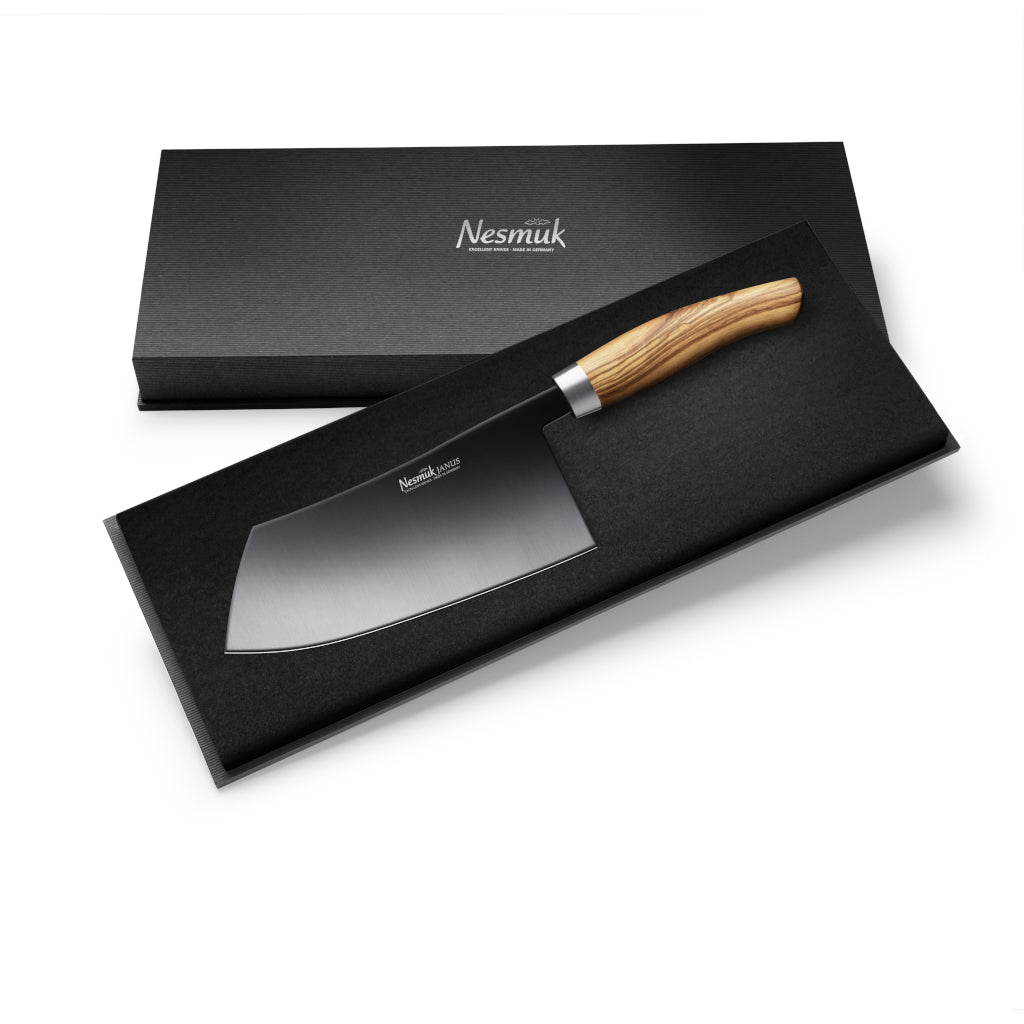 Nesmuk Janus Chinesischese chef´s knife olive wood case