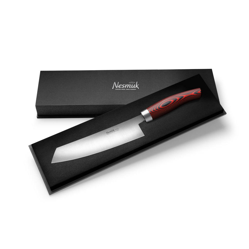 Nesmuk Soul Chefs knife 180 Micarta Red Case