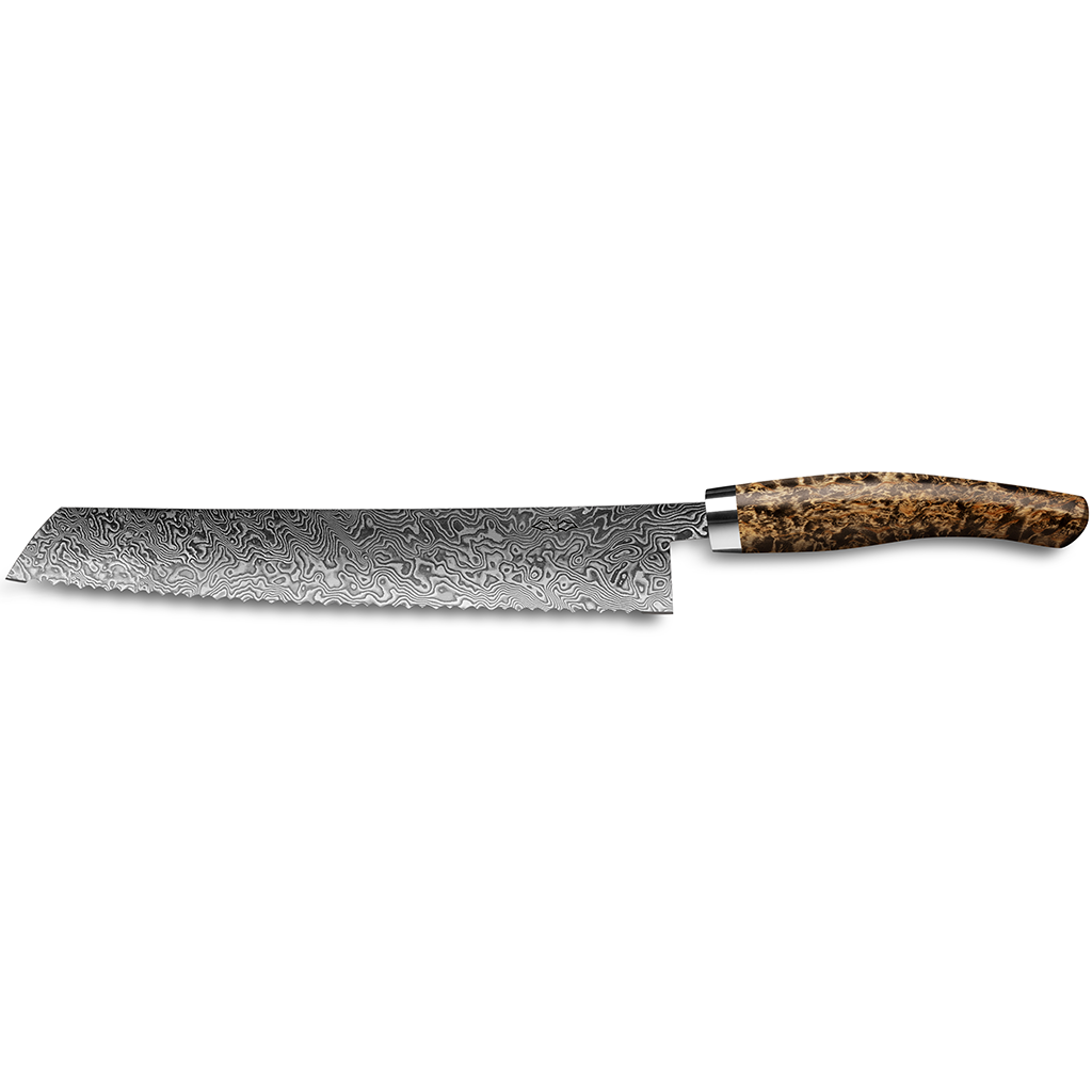Nesmuk Exklusiv bread knife 270 Karelian birch burl